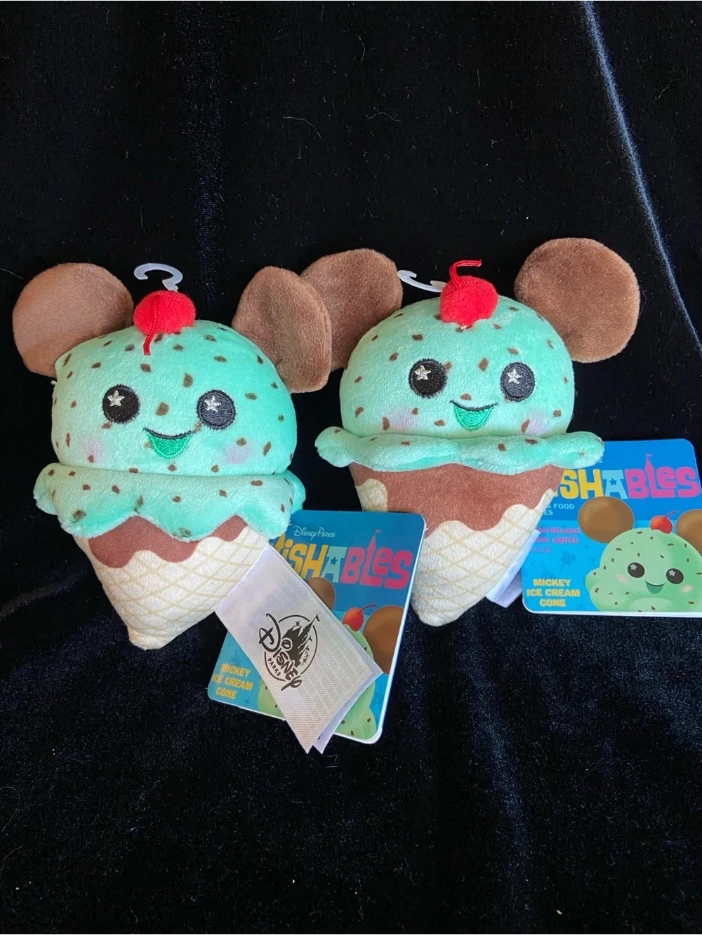 Set of 2 Disney Parks Wishables Food Mickey Ice Cream Cone Limited Release Plush